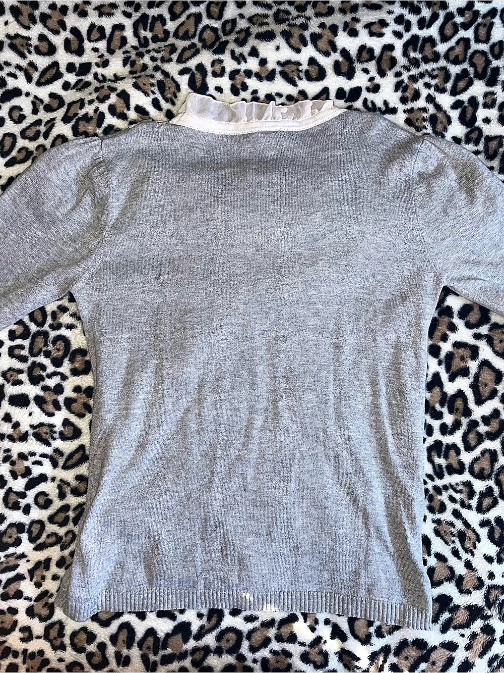 ♡ Gray Lace Layered Ruffle Cardigan - Picture 4 of 4